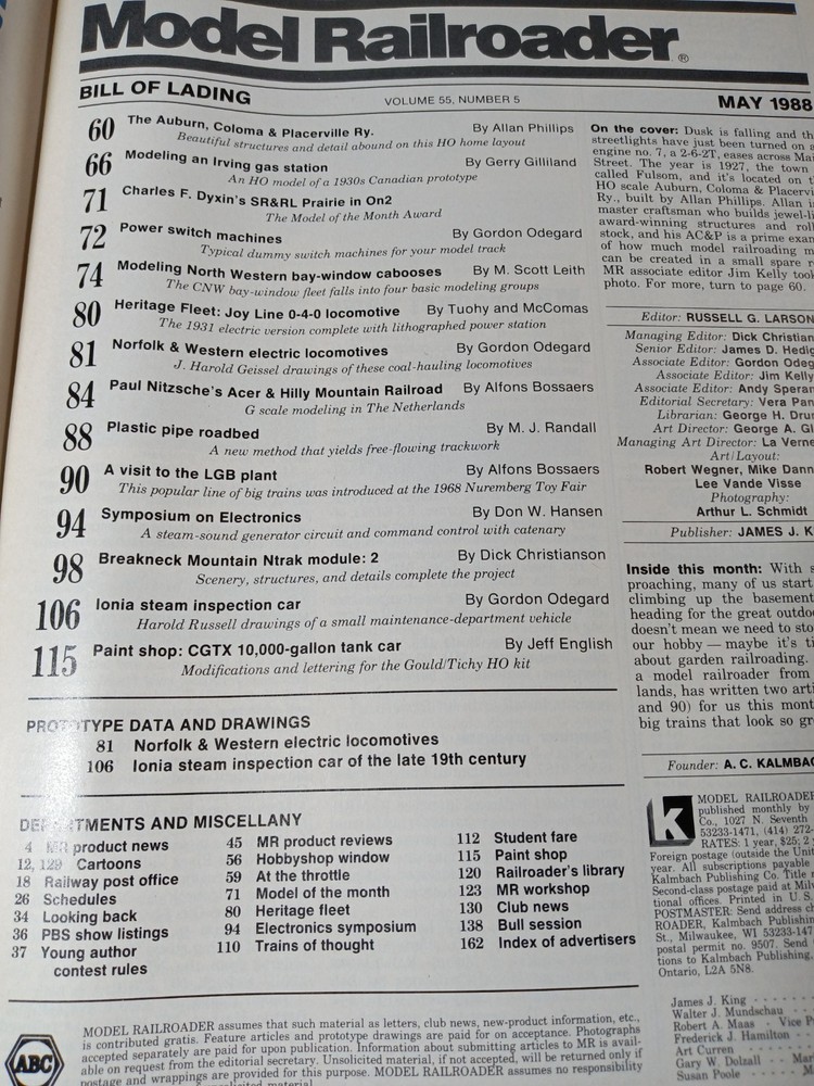 Model Railroader Magazine (May, 1988)