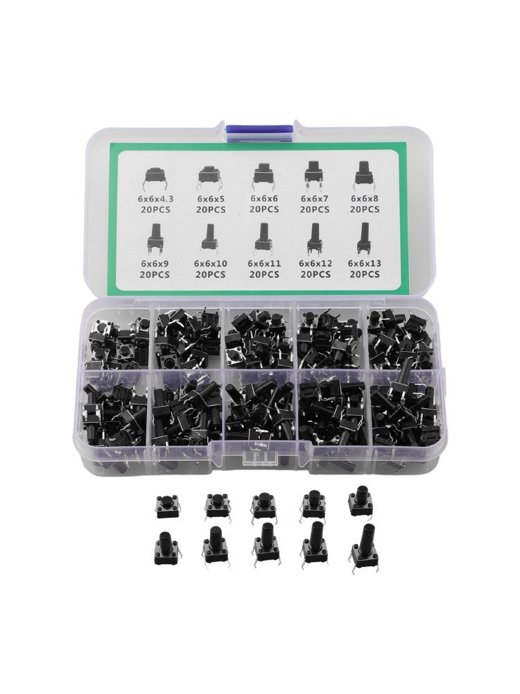 Organized Miniature Tactile Switch Collection for Electronics Projects