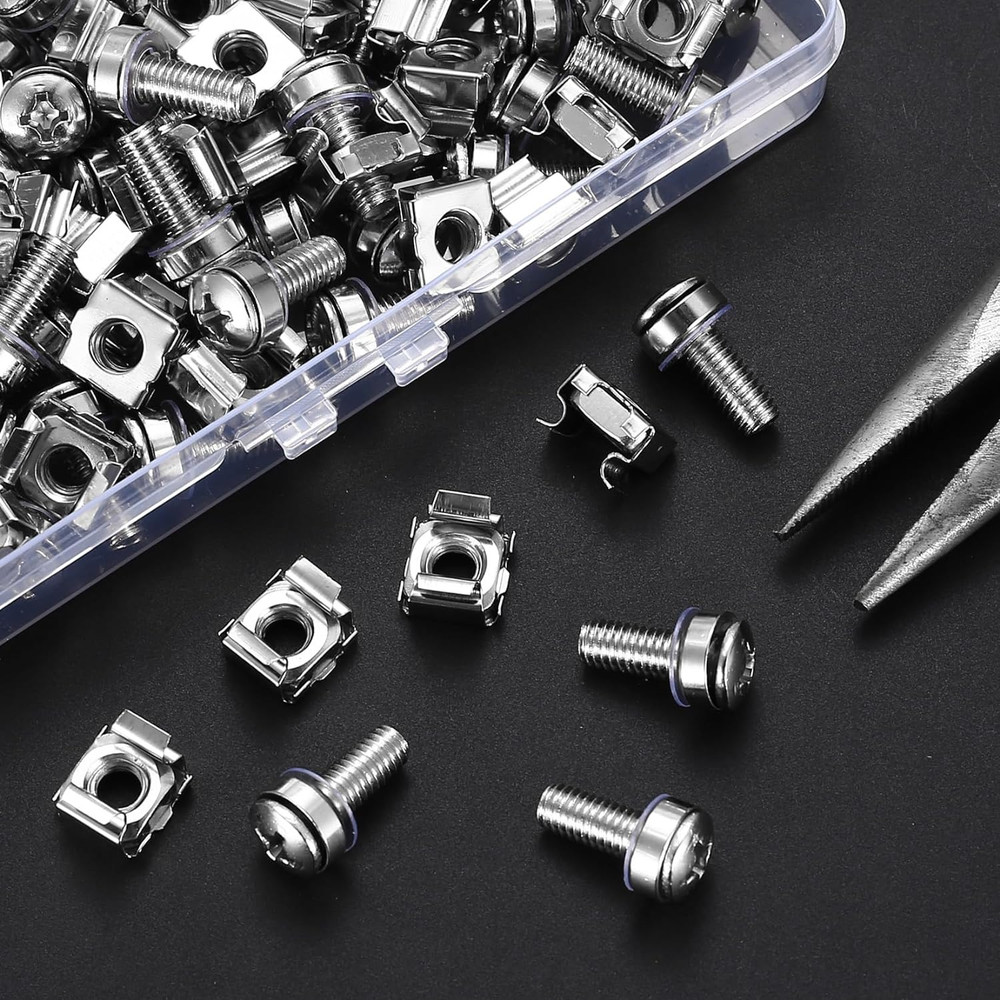 110 Pcs 55 Set Rack Mount Screws and Cage Nuts for Rack Mount Server Cabinet Cag