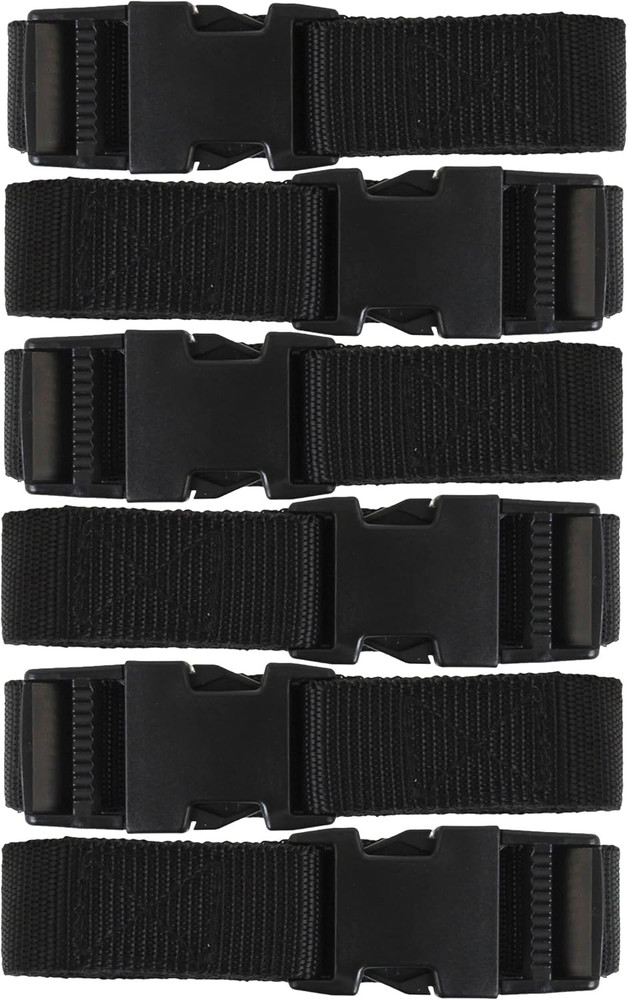Utility Strap with Quick-Release Buckle, Black, 72-Inch, 6-Pack