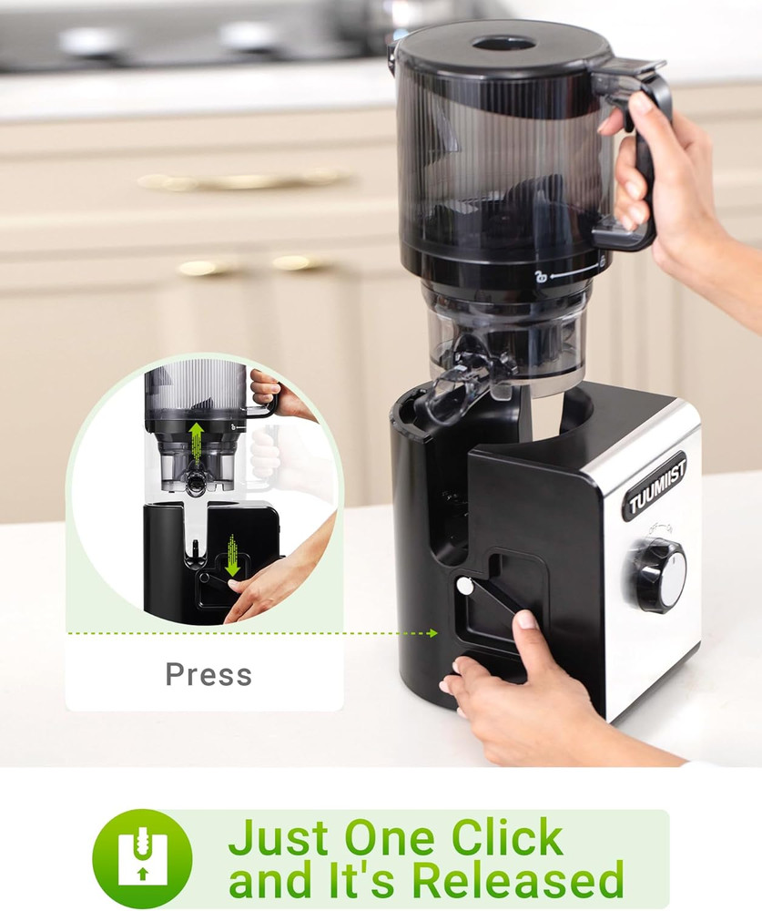 Cold Press Juicer Machine, 6.5" Large Feed Chute Masticating Extractor, Easy to