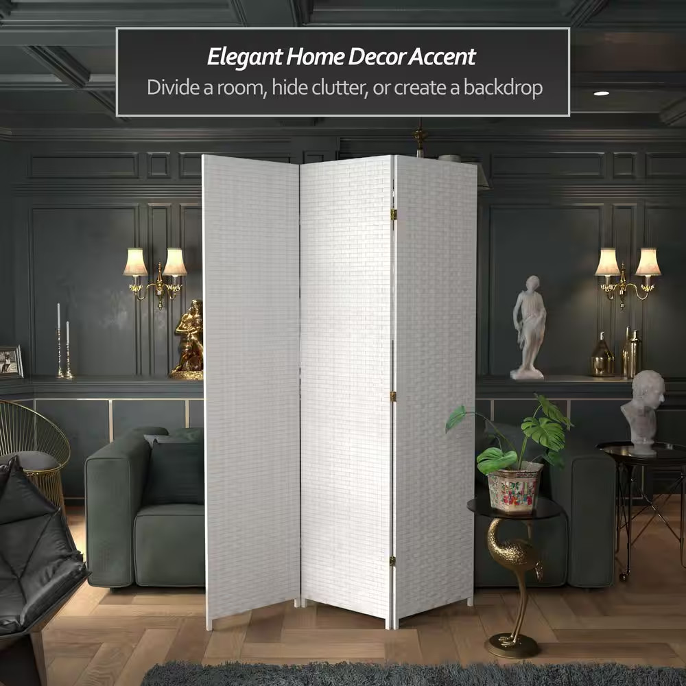 7 Ft. White 3-Panel Room Divider