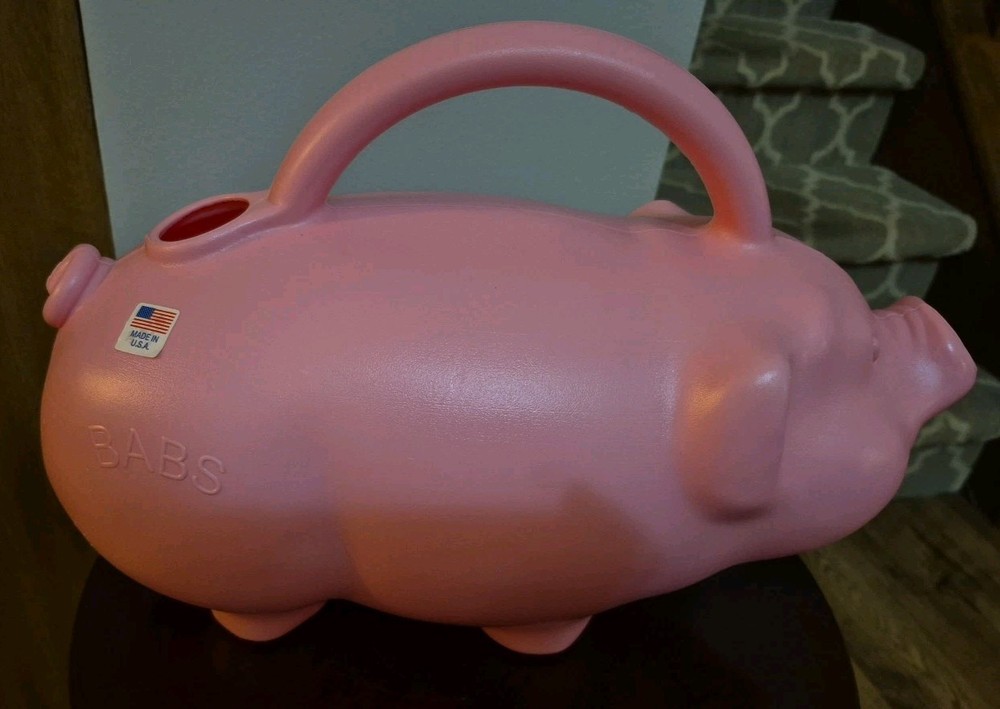 Babs Pink Plastic Pig Watering Can Garden Tool