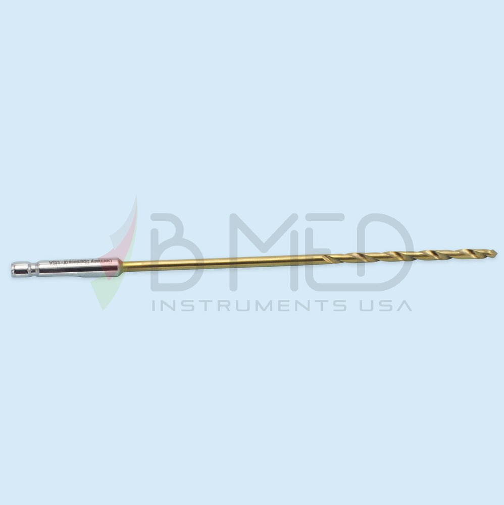 Orthopedic Bone Drill Bit 2.5 mm Titanium Coated Quick Connect Quick Coupling