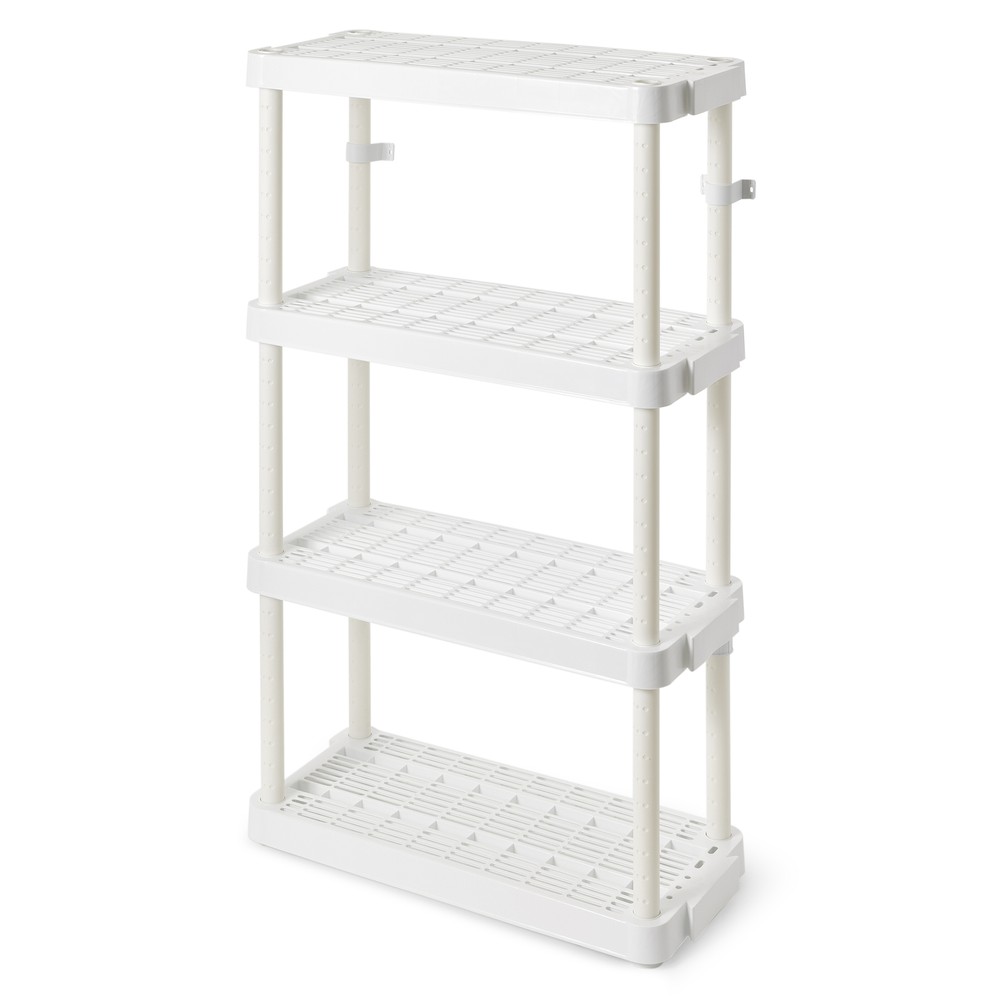 Gracious Living 4 Shelf Adjustable Height Medium Duty Storage, White (4 Pack)