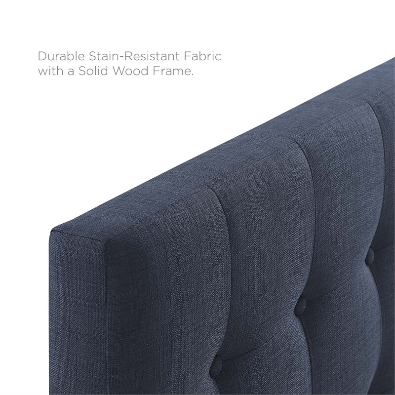 Modway Emily King Upholstered Polyester Fabric Headboard in Navy