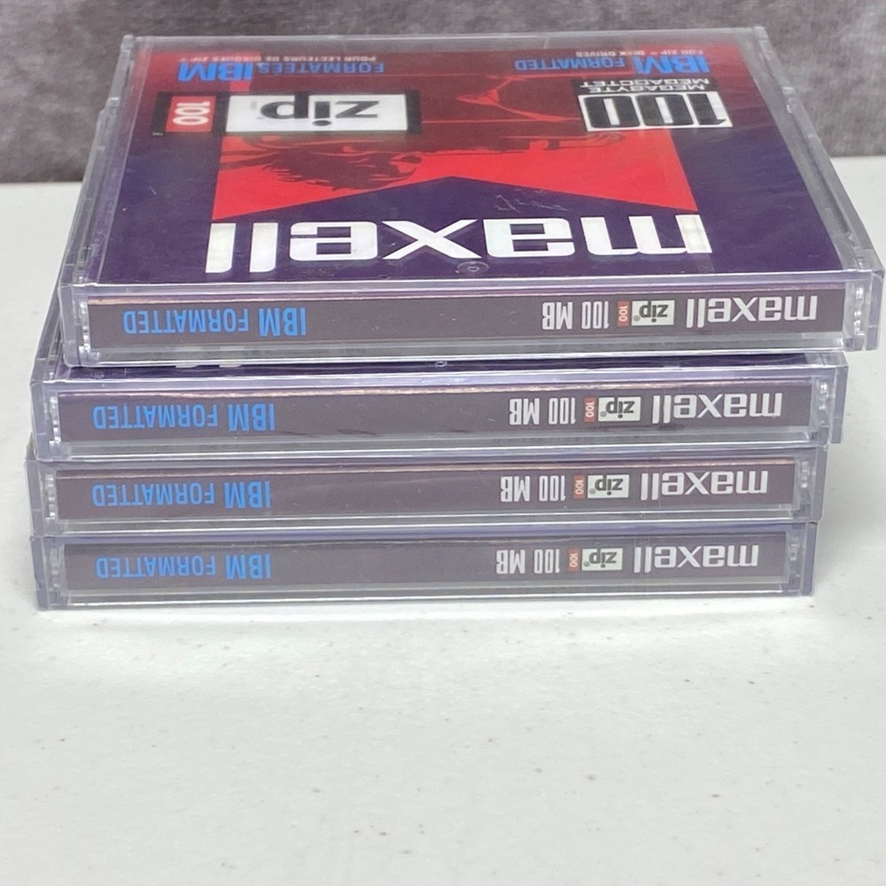 Maxell 100MB Zip Disks (4 Pack) IBM Formatted