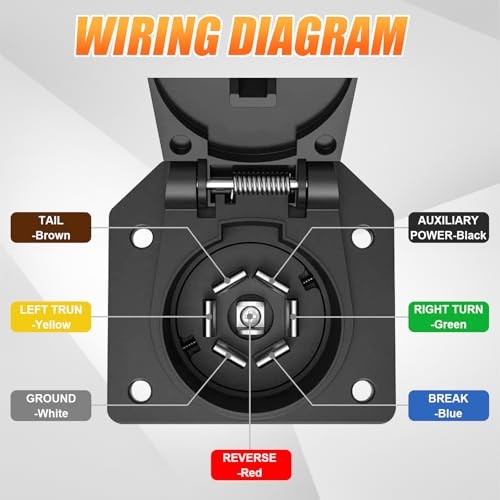 7 Way RV Trailer Light Connector Socket 7 Pin Wire Electrical Trailer Adapter