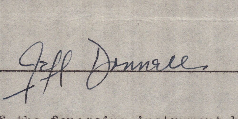 JEFF DONNELL - DOCUMENT DOUBLE SIGNED 03/04/1947