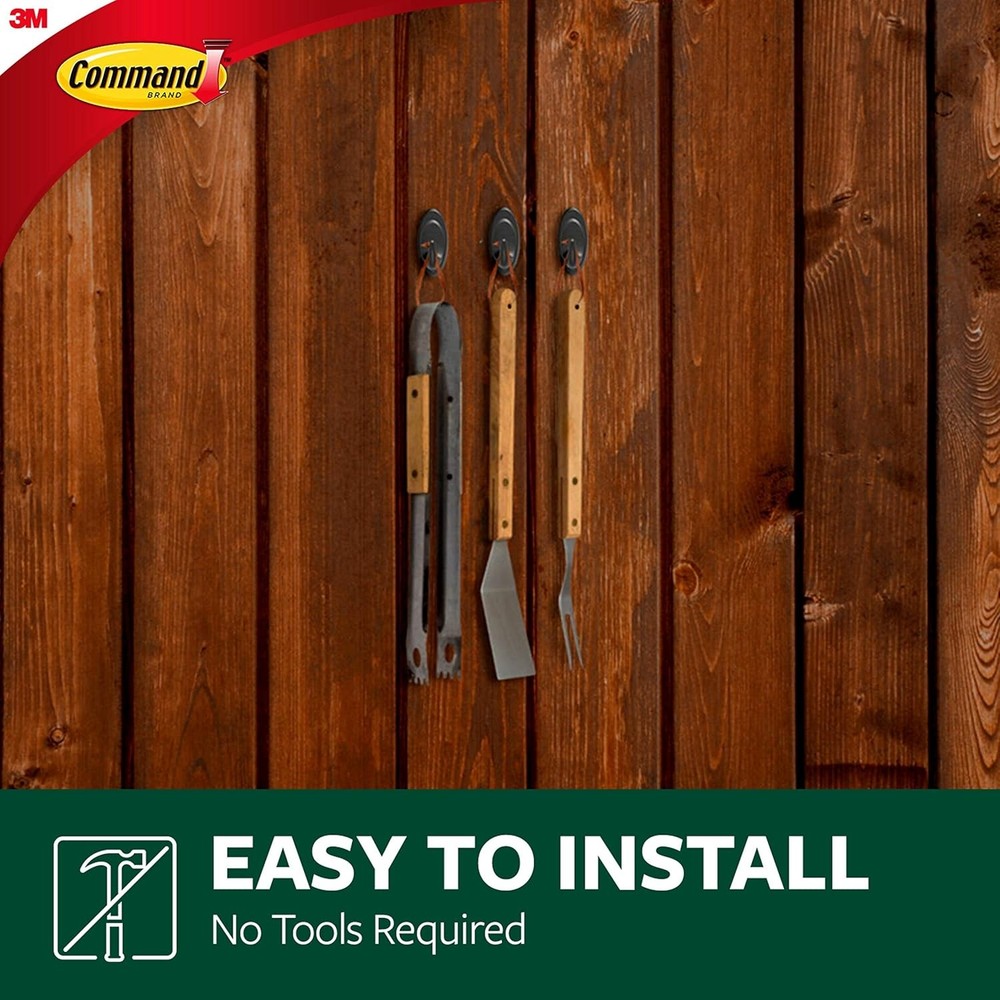 Command Outdoor Terrace Hooks, 2 Hooks and 4 2 & 4 Strips, Black