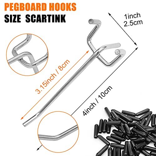 25 Pack 4 Inch Pegboard Hooks Utility Hooks for Apartment Garage Office Kitchen