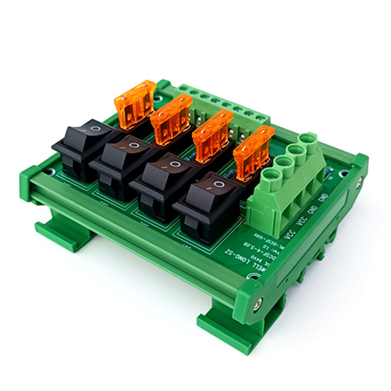 DIN Rail Mount 4 Position Switch Power Distribution Module Fuse Splitter Board