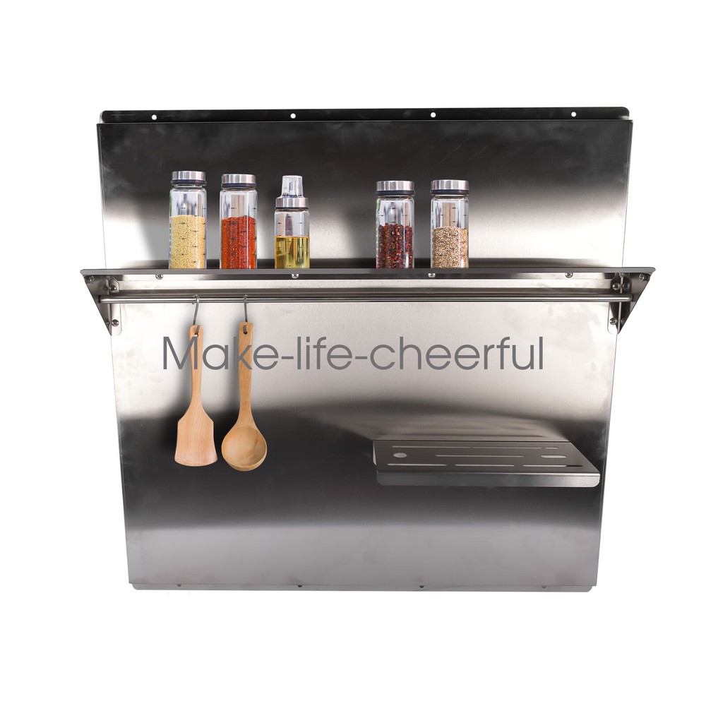 Stainless Steel Hood Backsplash with Shelf Wall-mounted Modern Kitchen Decor