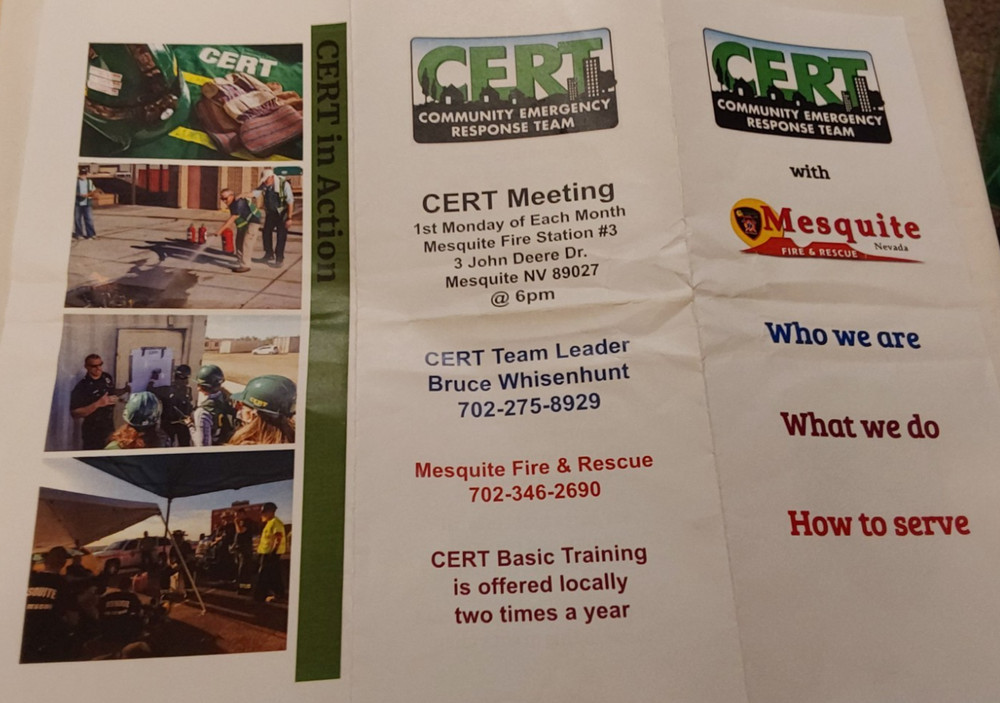 CERT INFORMATIN FLYER MESQUITE NEVADA
