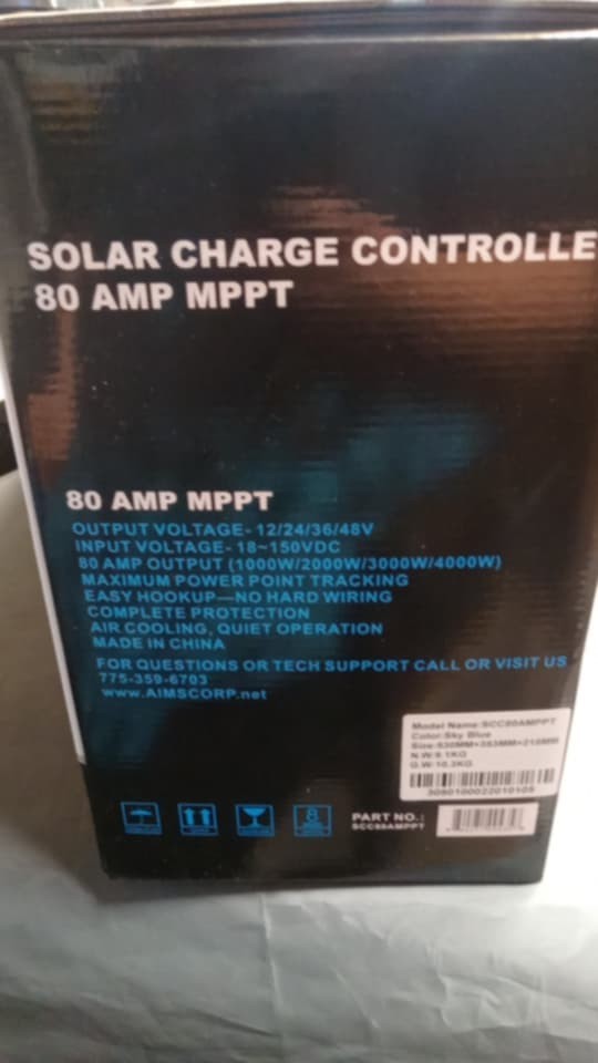 AIMS SCC80AMPPT 80 AMP Solar Charge Controller 12 / 24 / 36 / 48 VDC MPPT