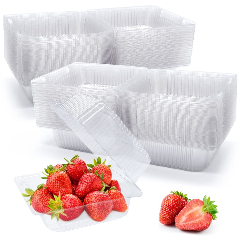 100 Pack Clear Plastic Take Out Container,Square Hinged Food Container,Dessert