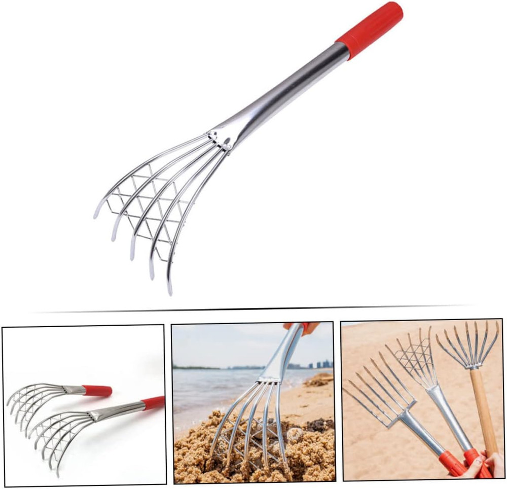 Stainless Steel Clam Rake 15.74 Inch Hand Tool with Sharp Claws for Efficient Cl