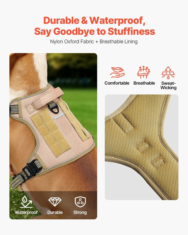 Adjustable No-Pull Dog Vest Heavy-Duty Metal Rings Top Handle Breathable Lining