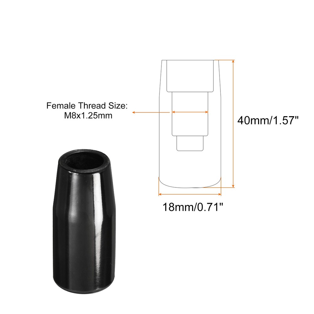 M8x40mm Female Threaded Hand Knobs Cylinder Insert Handles for Mechanical 4Pcs