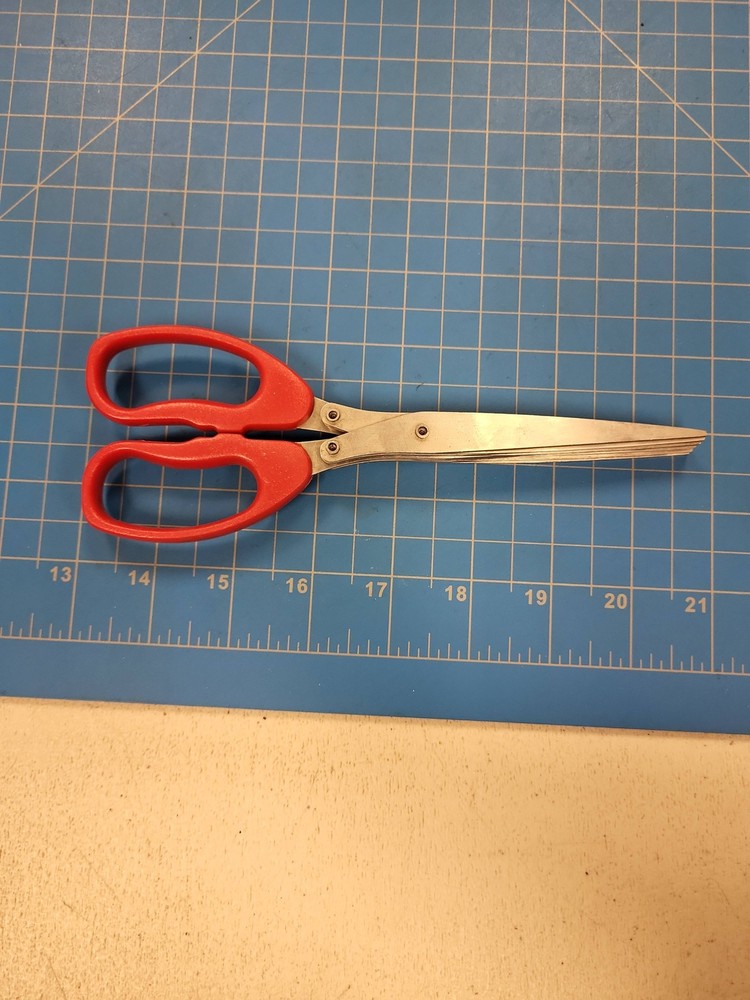 Stainless Steel Herb Scissors 5 Blade Multi Cut Kitchen Shears Red Handle