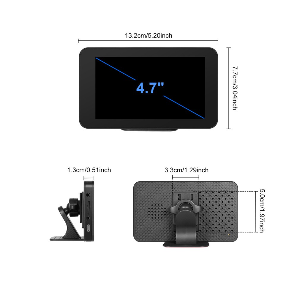 4.7" Touch Screen BT Wireless Apple Carplay Android Auto Car Stereo Portable