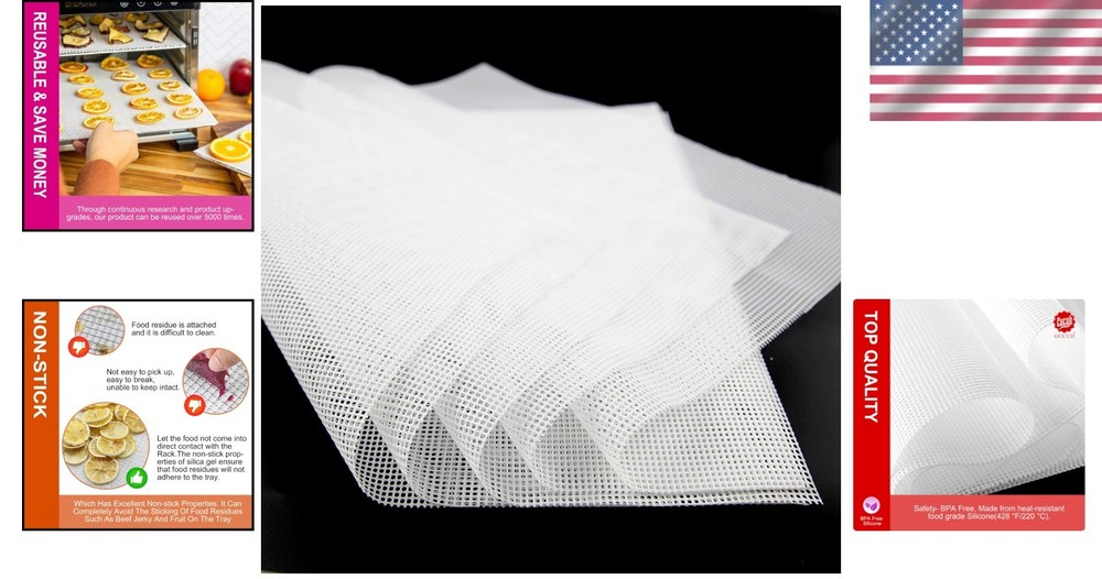 Versatile Silicone Dehydrator Sheets, 5 Pack - Customizable & Dishwasher Safe