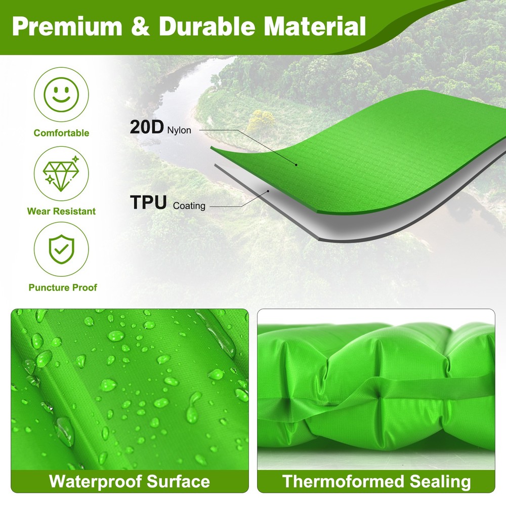 3 Inch Inflatable Camping Sleeping Pad Waterproof & Comfortable Sleeping Mat
