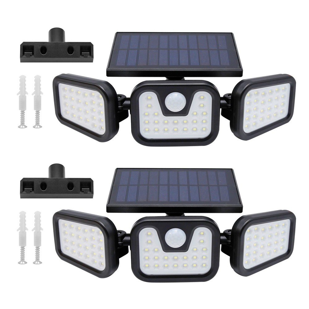 2X 6500k Solar Lights & Motion Sensor LED Adjustable Head Outdoor Security Lamps