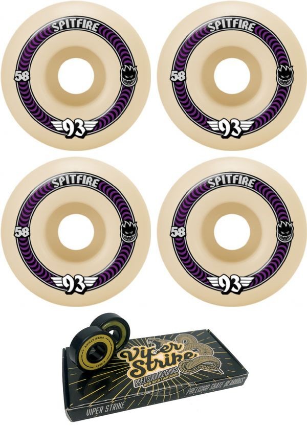 Spitfire Wheels Formula Four Classic Skateboard Wheels - 58mm 93a + bearings
