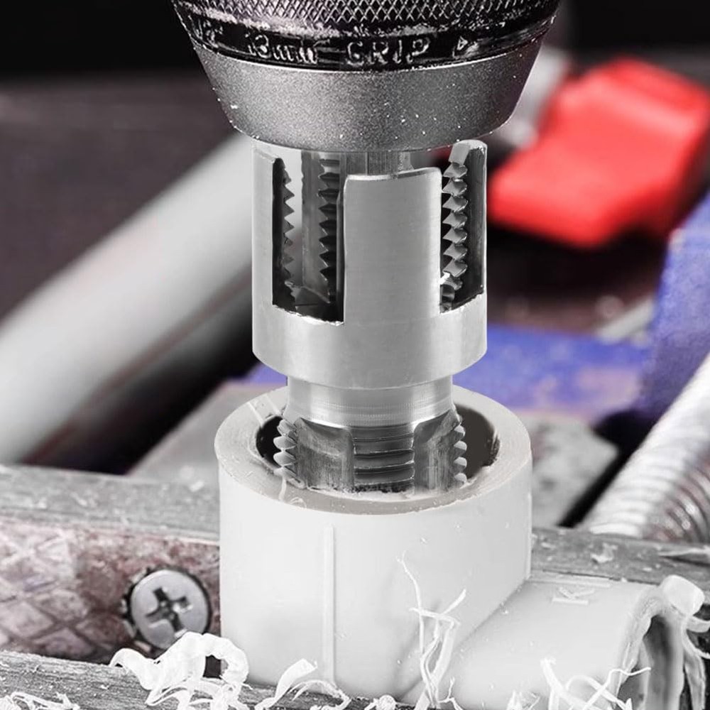 Integrated Internal & External Pipe Threading Tool Steel PVC Pipe Threader Kit~