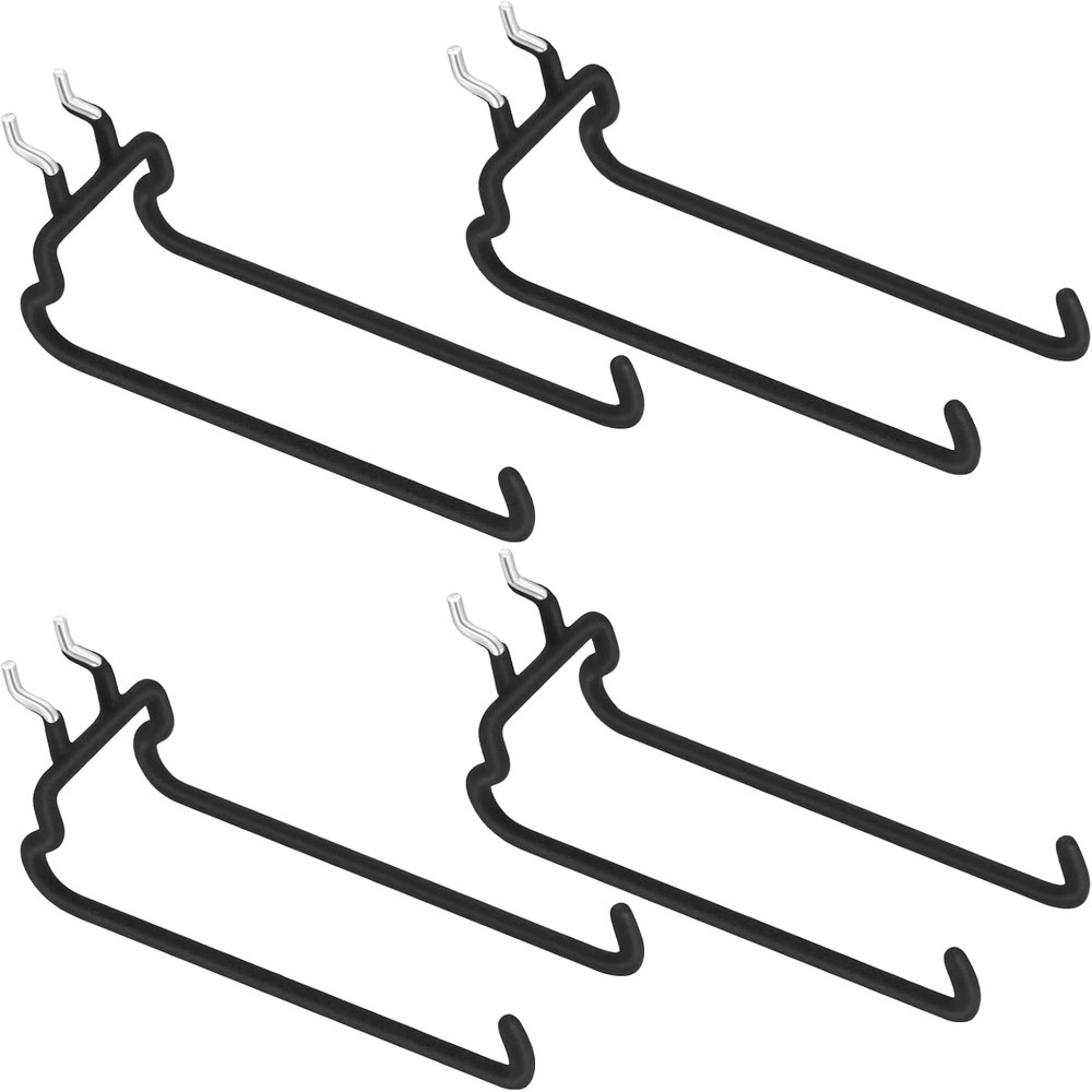 4 Pieces Pegboard Hooks Pegboard Drill Holder Peg Board Hooks for Hanging Black