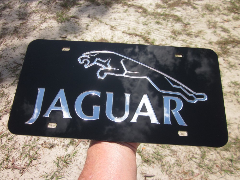 Jaguar Chrome Mirror License Plate Auto Tag