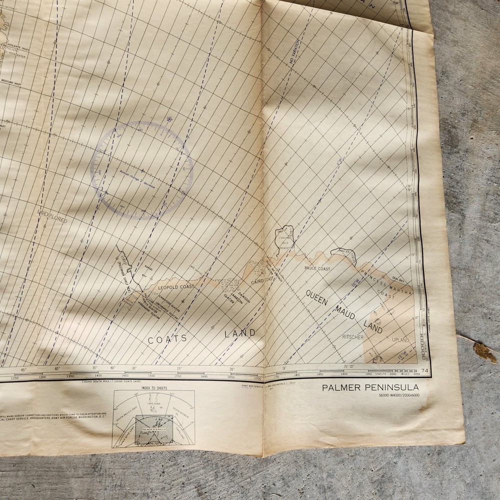 1944 US Army WWII Long Range Navigation Chart Topographic Map palmer peninsula
