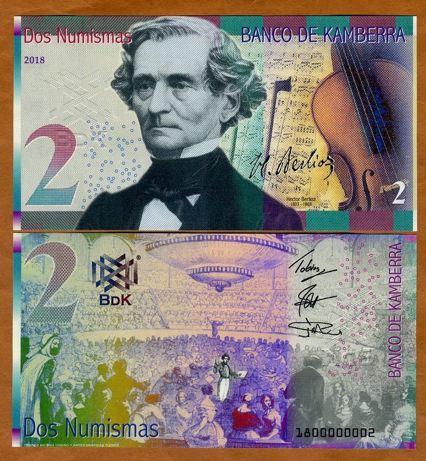 Kamberra, 2 Numismas, 2018, UNC Hector Berlioz
