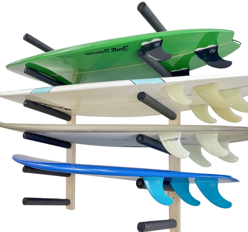 Pro Board Racks Surfboard Wall Rack - Holds 6 Boards, Solid Wood Storage