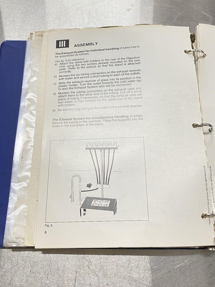 Tecator 1002 Distilling Unit Kjeltec System - Users Guide / Instruction Manual