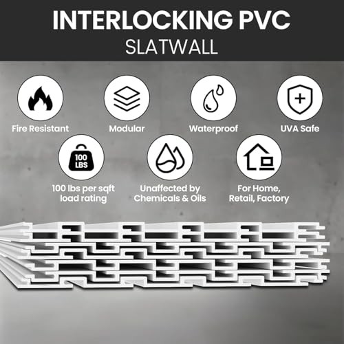Slatwall Panel Wall Storage Systems, 4x8 ft Slat Wall Paneling Garage White