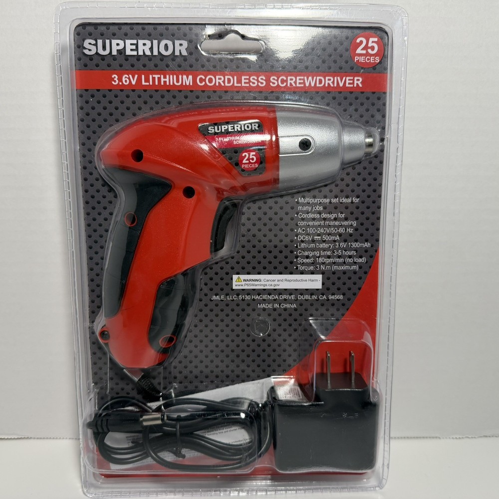 Superior 3.6V Lithium Cordless Screwdriver 25pc Set - New