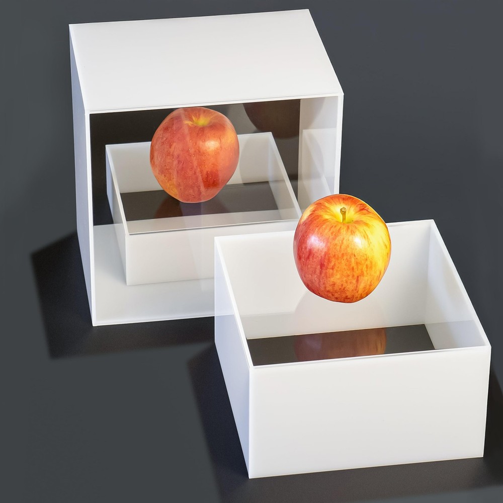 Set of 3 Glossy White / Clear Top Acrylic Cube Display Nesting Risers