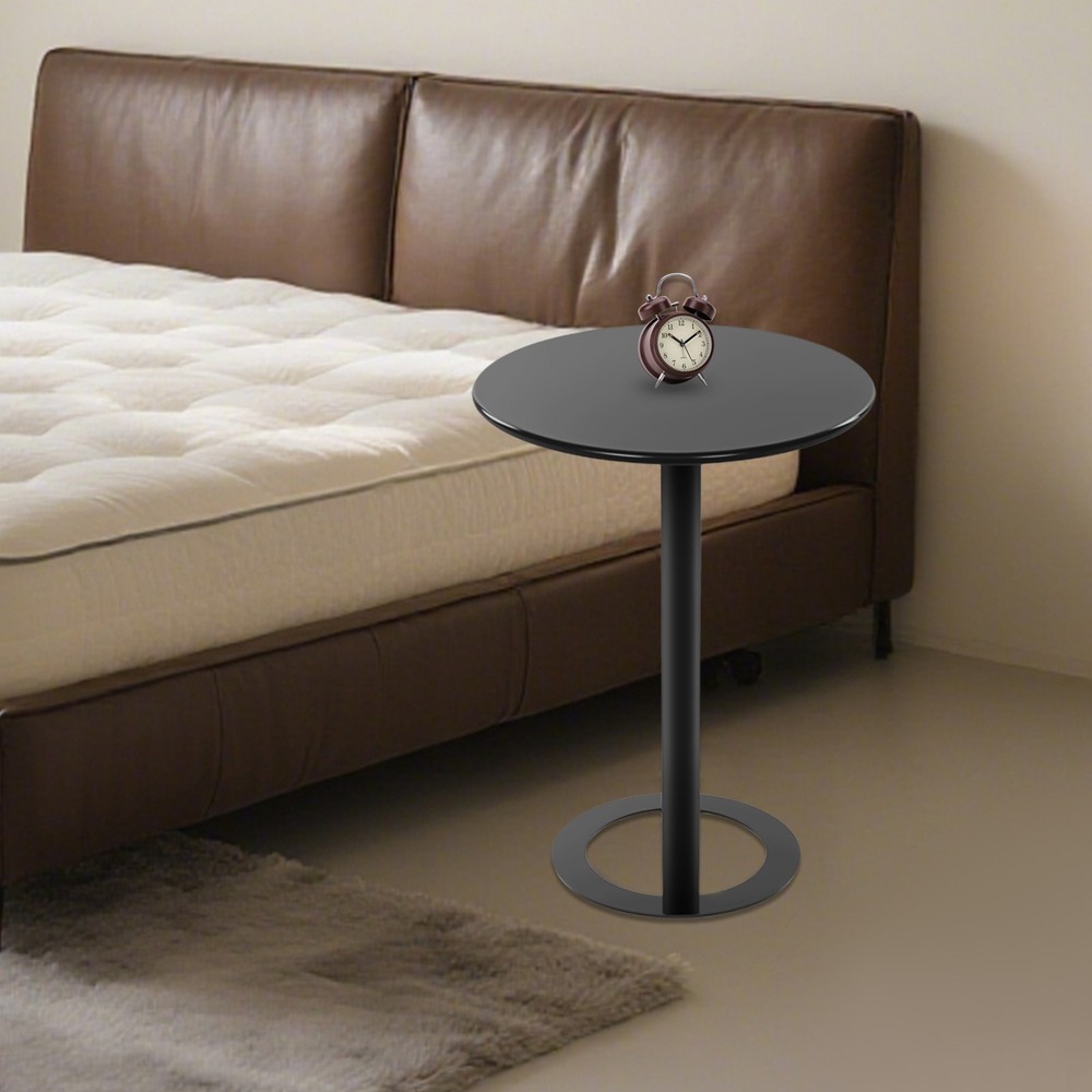 Side Table for Small Spaces, Modern Couch End Table Black
