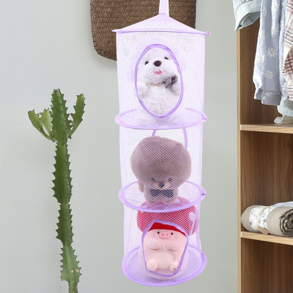 2 Pcs Foldable Mesh Hanging Nets Multi Layer Drying Basket For Socks Clothes