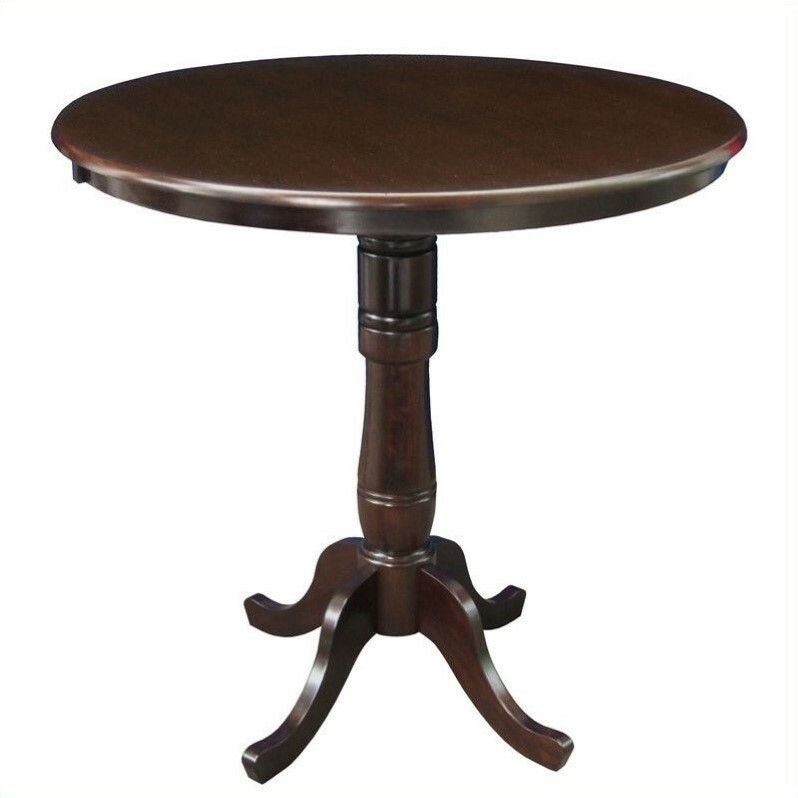 Pemberly Row 36" Round Pub Table in Rich Mocha