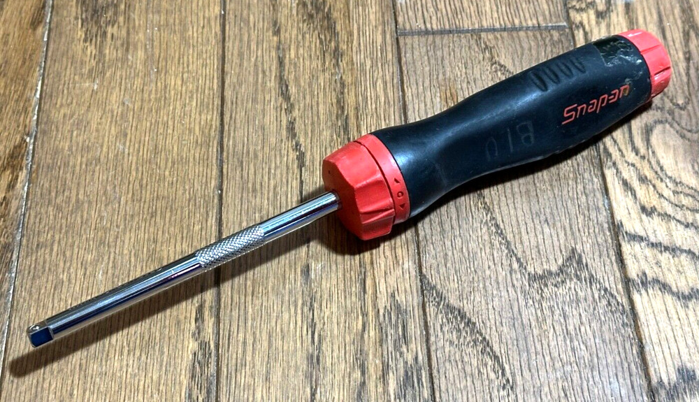 Snap On Tools Ratcheting Screwdriver 1/4" Socket Driver Interchangeable Bit Red