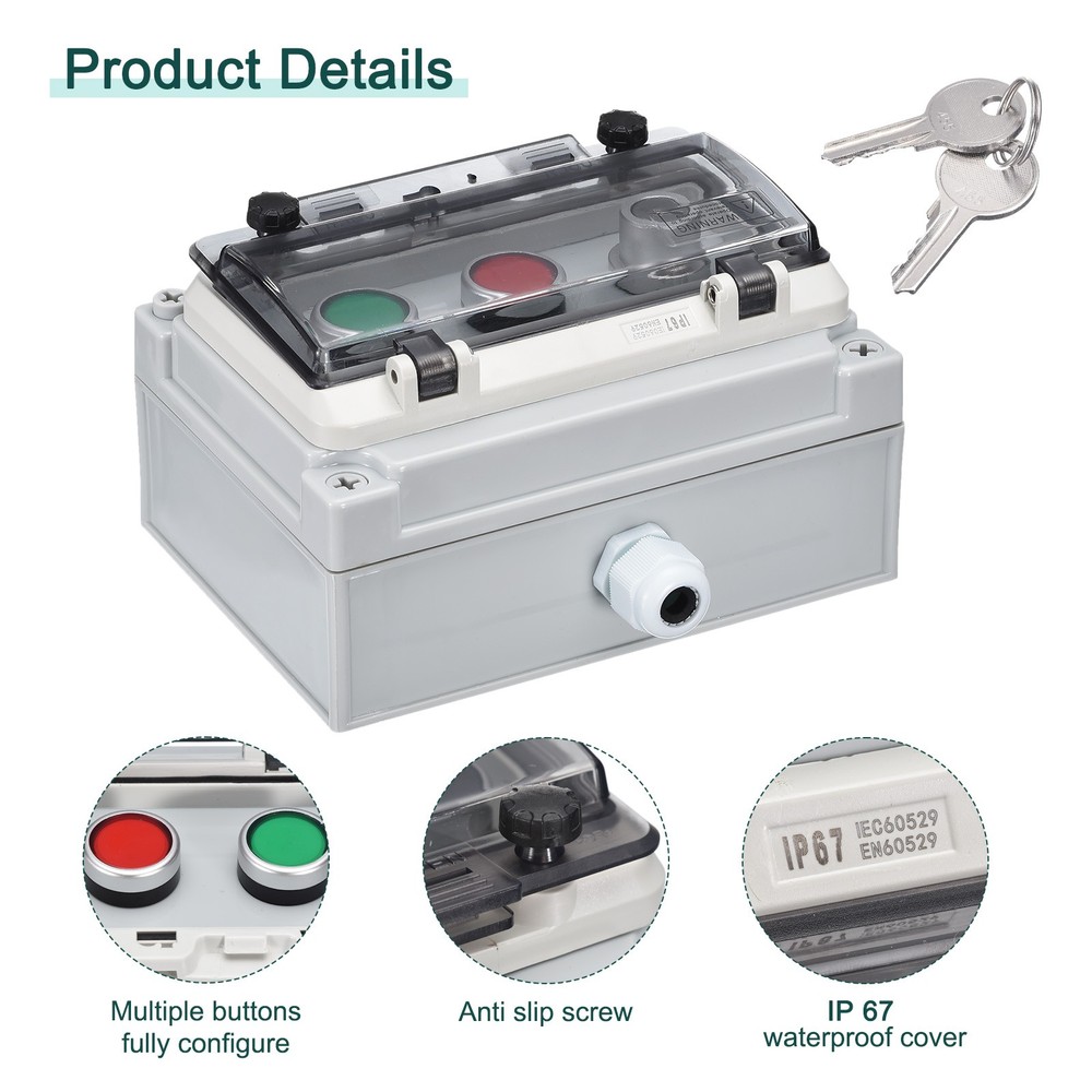 IP67 Push Button Box ABS Green Button Lock Button Selector Switch