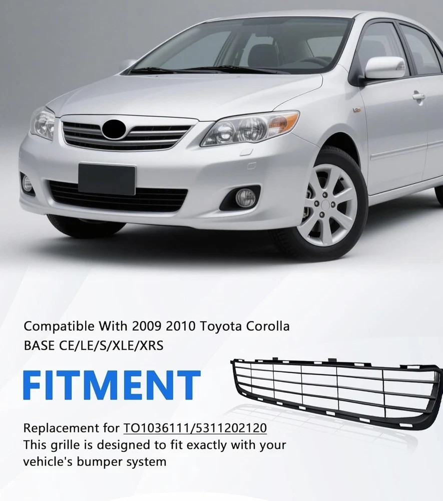 Front Bumper Lower Grille Compatible With 2009 2010 Replacement 09-10 Corolla