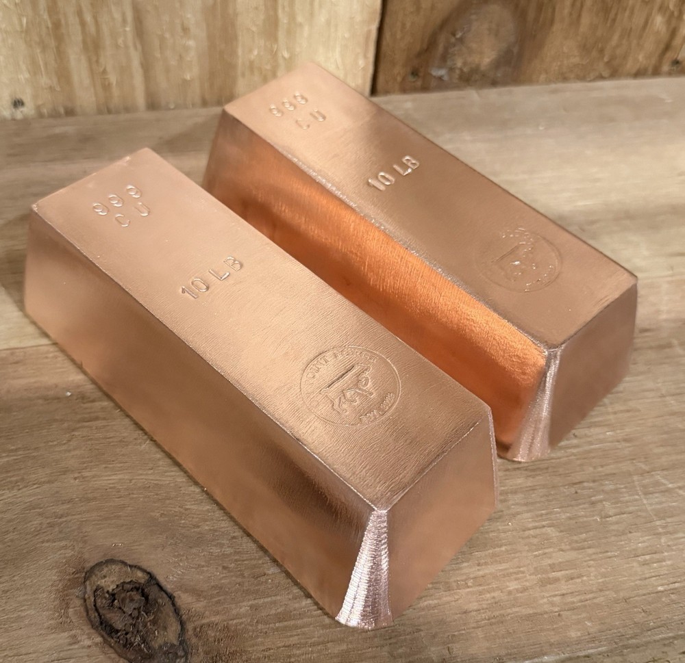 10 Lb .999 Solid Copper Bar | Hand Poured Copper Bullion