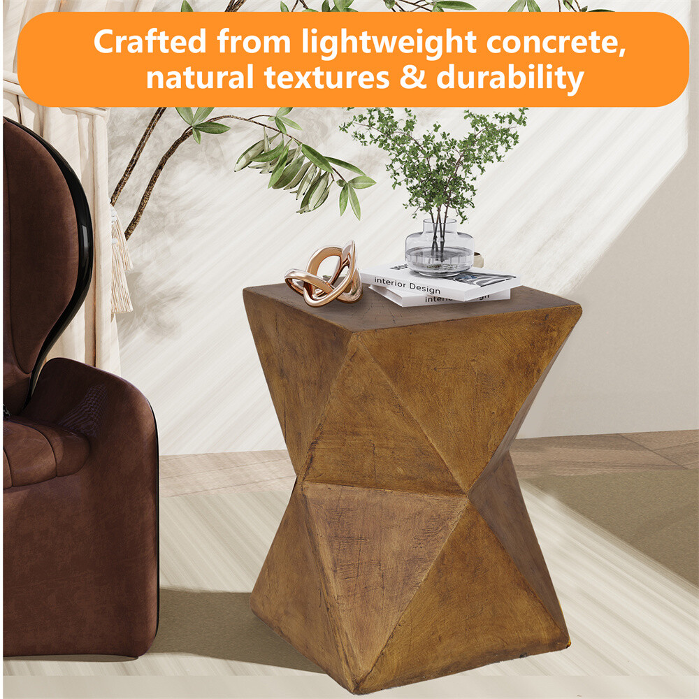 Outdoor Lightweight Concrete Side Table Elegant Geometric Accent Table Handmade