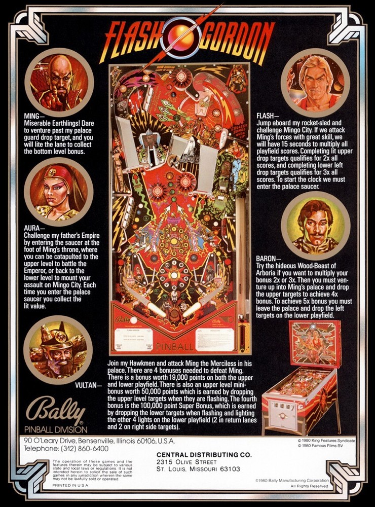 1981 Bally Flash Gordon Pinball Machine Maintenance Super Kit