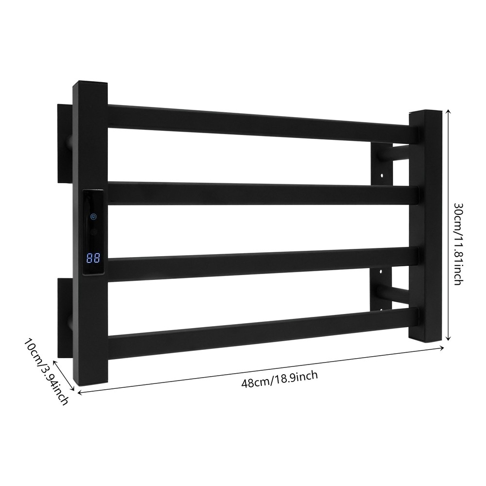4-Layer Electric Heated Towel Rack with Control Panel, Wall-mounted Towel Rail