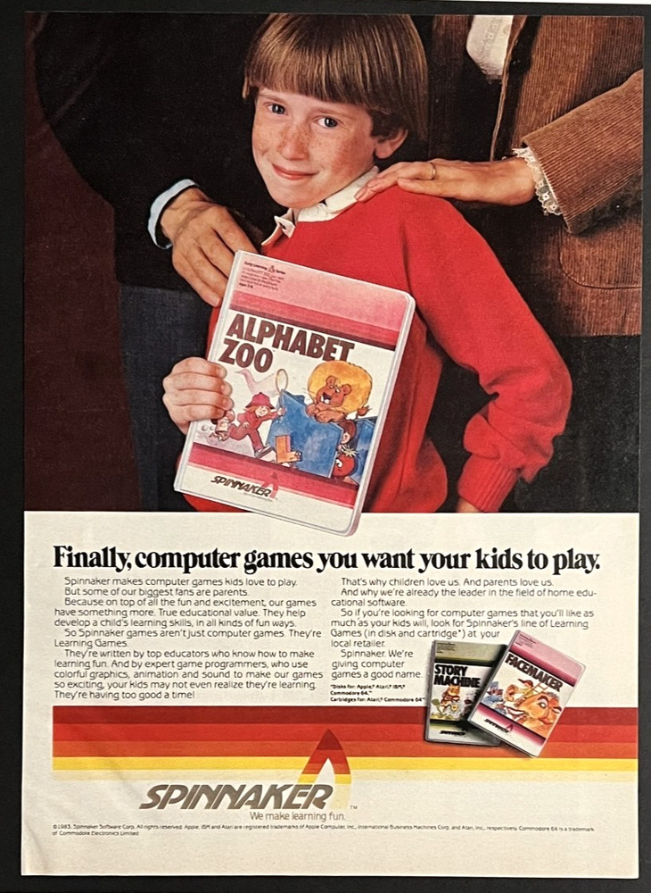 Spinnaker Alphabet Zoo FaceMaker Computer Software Vintage Print Ad 1983